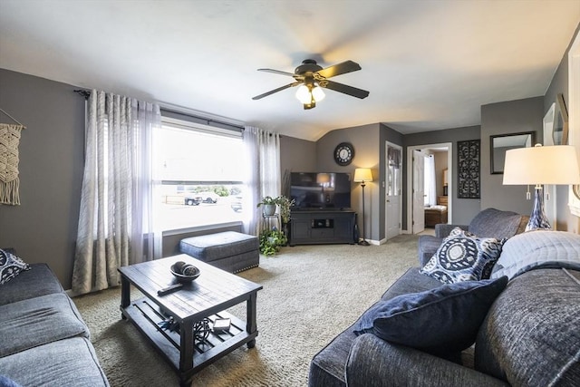 16 Kaveney St, Chicopee, MA 01020 - carpeted living room with a ceiling fan