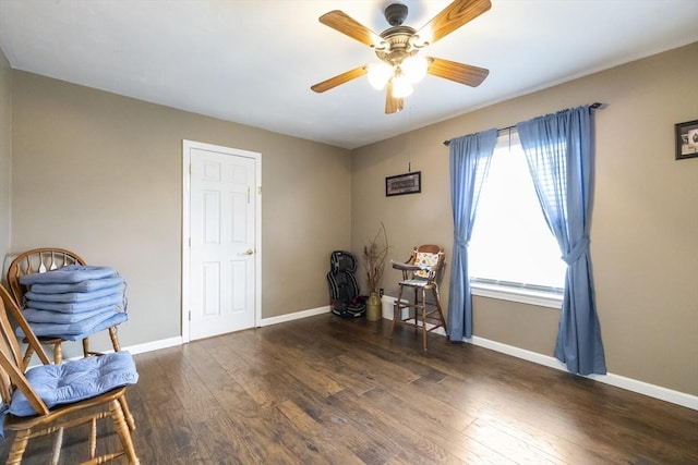 16 Kaveney St, Chicopee, MA 01020 - sitting room with ceiling fan, wood finished floors, and baseboards
