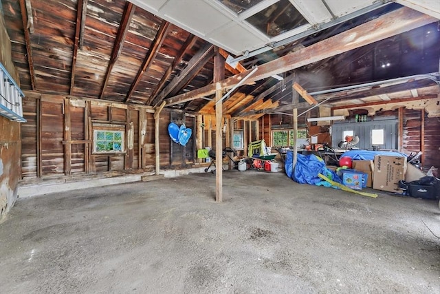 interior space featuring vaulted ceiling