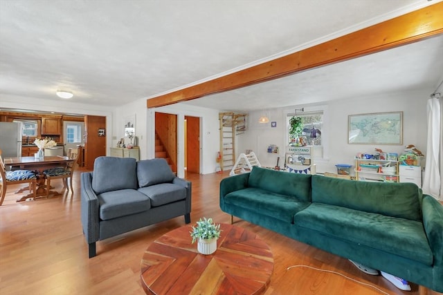 living room featuring light wood-type flooring