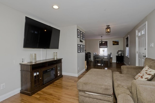 living room with light wood-type flooring