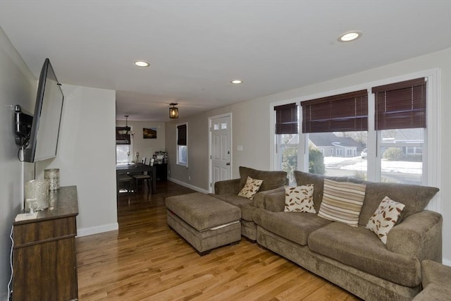 living room featuring light hardwood / wood-style floors