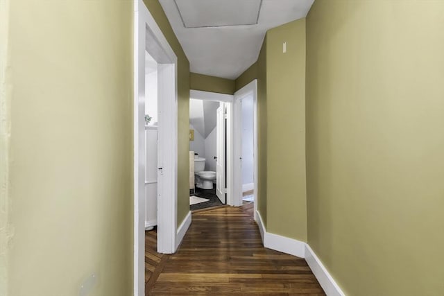 453 Washington St, Gloucester, MA 01930 - hall with dark wood-style flooring and baseboards