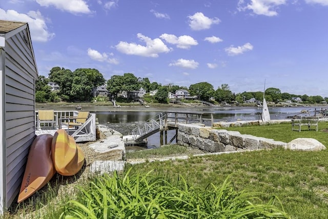 453 Washington St, Gloucester, MA 01930 - dock featuring a water view and a yard