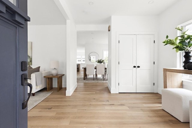 entrance foyer with light hardwood / wood-style floors