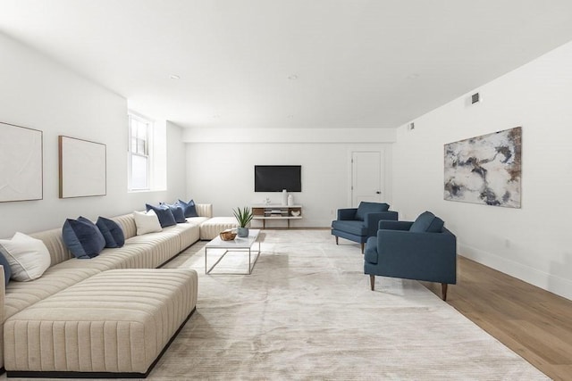 living room featuring light hardwood / wood-style floors