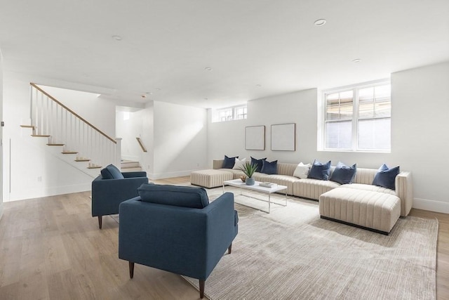 living room featuring light hardwood / wood-style floors