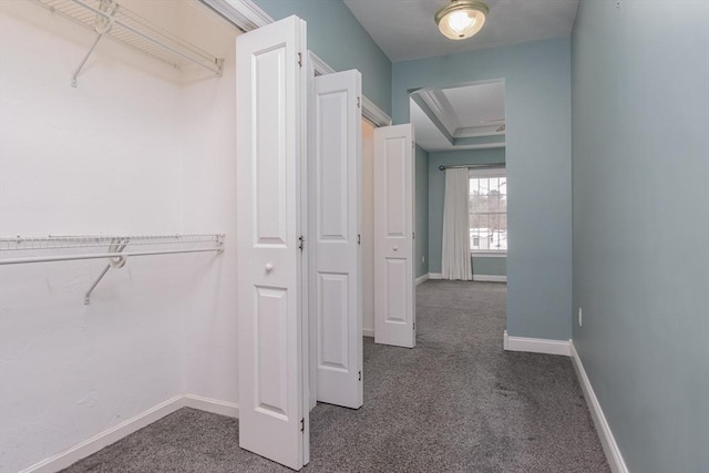 spacious closet with dark carpet