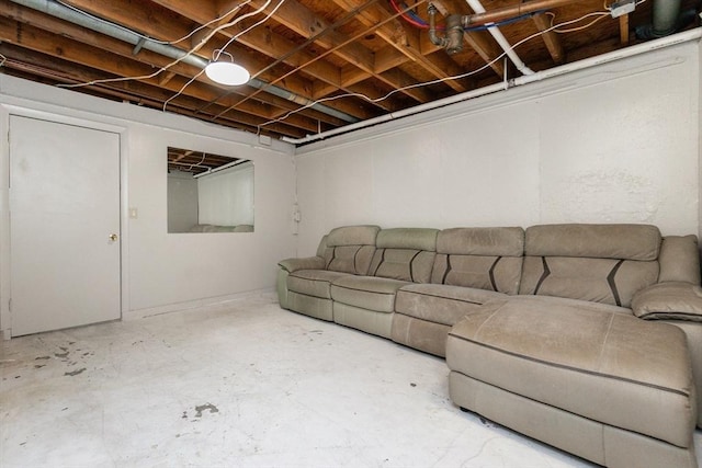living room featuring concrete floors