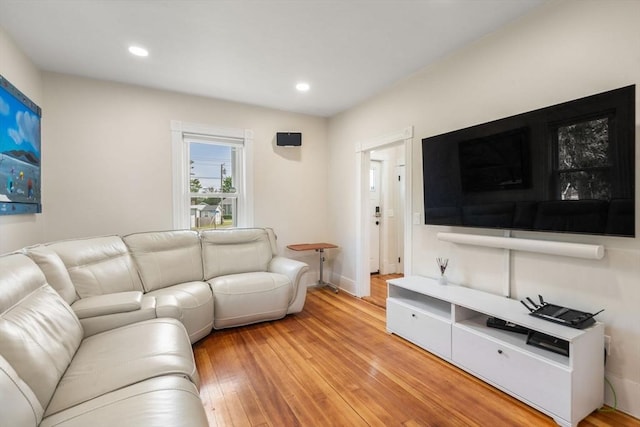 13 Darling St, Acushnet, MA 02743 - living room featuring light wood-style flooring, recessed lighting, and baseboards