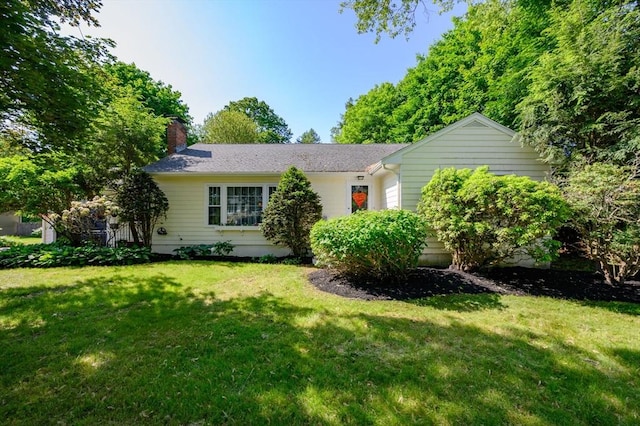 63 Hawthorne, Weymouth, MA 02189 - ranch-style home featuring a front yard and a chimney