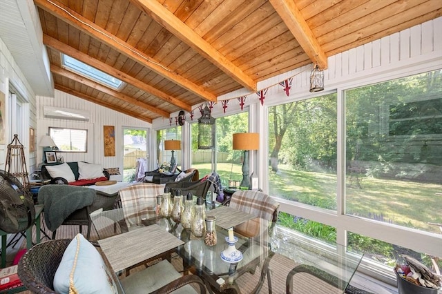 63 Hawthorne, Weymouth, MA 02189 - sunroom with a skylight and outdoor dining area