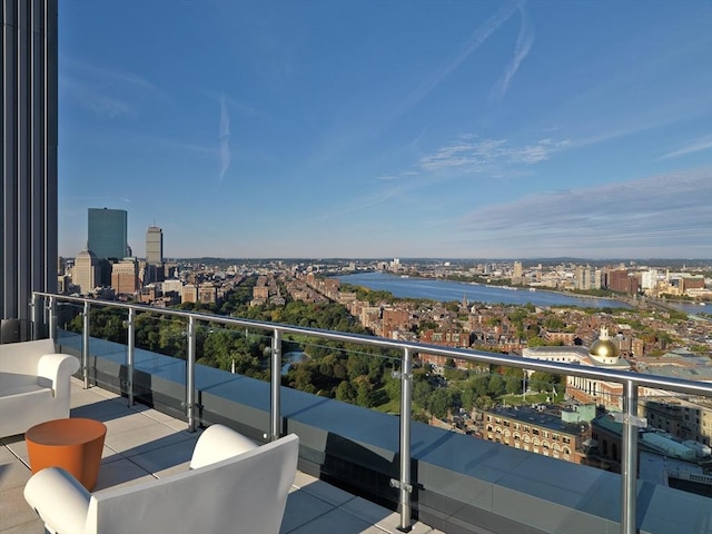 balcony with a water view