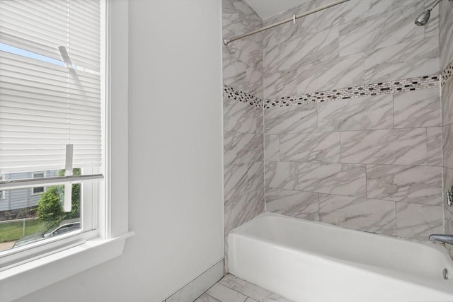 117 Babson St, Boston, MA 02126 - full bathroom with plenty of natural light, shower / tub combination, and marble finish floors