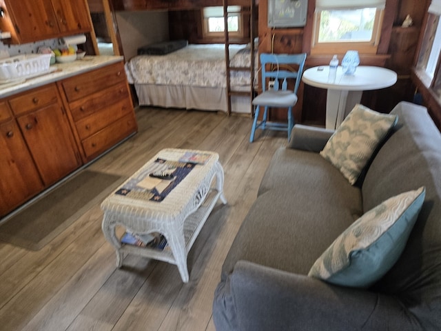 bedroom with light wood-type flooring