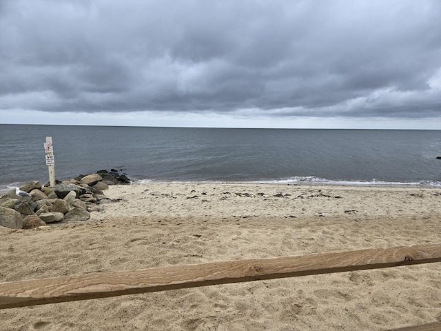 property view of water featuring a view of the beach