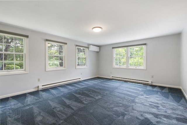 3 Howe St, Medway, MA 02053 - empty room with a baseboard radiator, an AC wall unit, carpet, and plenty of natural light