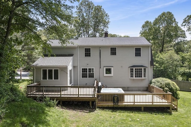 3 Howe St, Medway, MA 02053 - back of house featuring a chimney and a deck