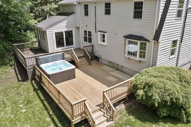 3 Howe St, Medway, MA 02053 - deck with a covered hot tub and a lawn