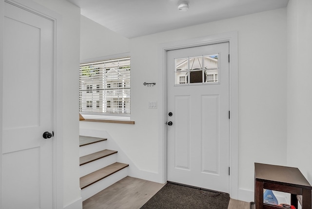 entrance foyer with light hardwood / wood-style flooring