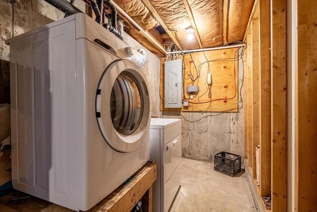 laundry area with electric panel