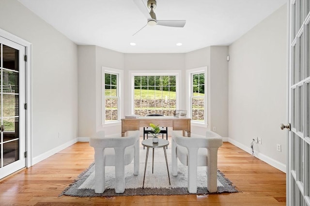 17 Arrowhead Ln, Westborough, MA 01581 - sitting room with a ceiling fan, wood finished floors, and recessed lighting