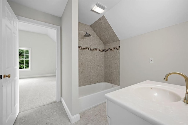 17 Arrowhead Ln, Westborough, MA 01581 - bathroom with  shower combination, vaulted ceiling, and vanity