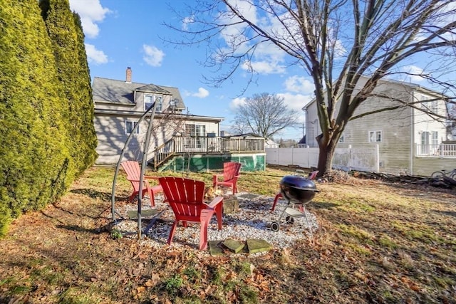 view of yard featuring a deck