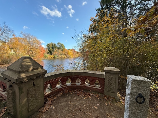 exterior space featuring a water view