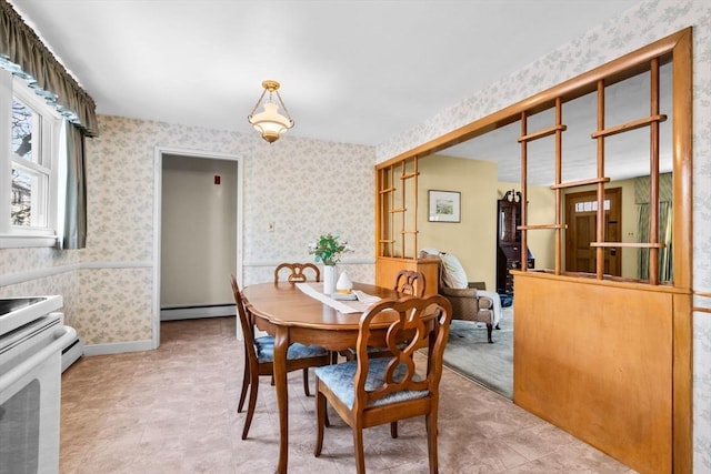 dining room with baseboard heating