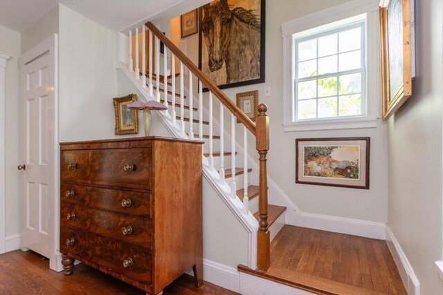 6 Willow St, Wellesley, MA 02481 - stairs with wood finished floors and baseboards