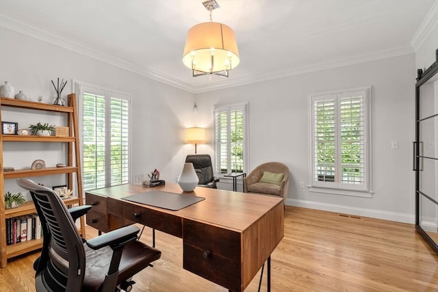 127 Shade St, Lexington, MA 02421 - office space featuring healthy amount of natural light, light wood-type flooring, ornamental molding, baseboards, and a chandelier