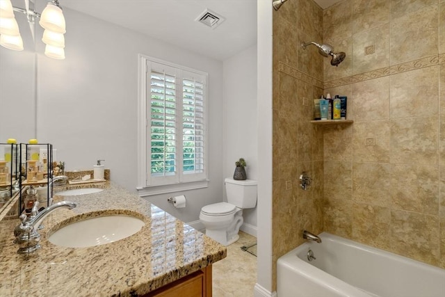 127 Shade St, Lexington, MA 02421 - full bathroom featuring double vanity, toilet,  shower combination, and baseboards