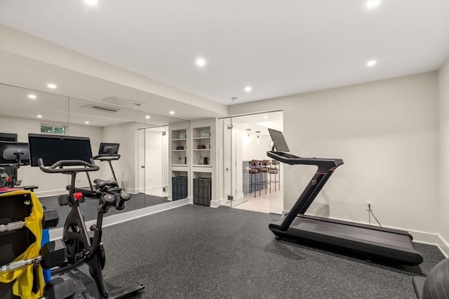 127 Shade St, Lexington, MA 02421 - workout area featuring recessed lighting and baseboards