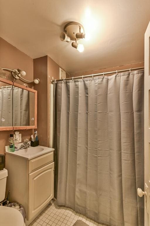 18 Emerald Ave, Webster, MA 01570 - bathroom featuring vanity, tile patterned floors, and curtained shower