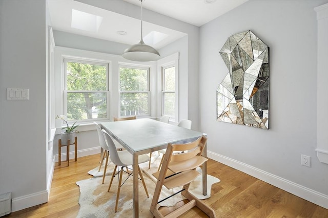 49 Prince St Unit 2, Boston, MA 02130 - dining room with a skylight, baseboards, light wood finished floors, and baseboard heating