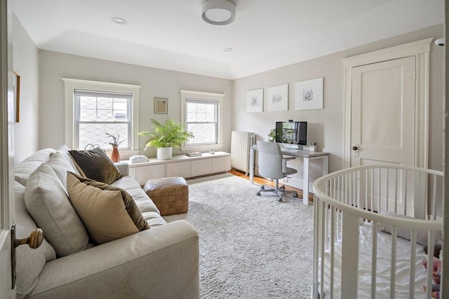 49 Prince St Unit 2, Boston, MA 02130 - home office featuring radiator heating unit and wood finished floors