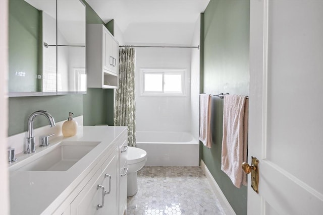 49 Prince St Unit 2, Boston, MA 02130 - bathroom featuring toilet, vanity, and shower / bathtub combination with curtain