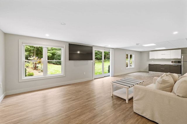 living room with light wood-type flooring