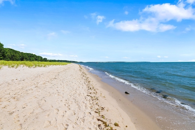 property view of water featuring a view of the beach