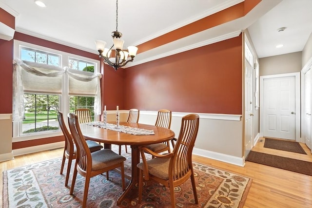 11 High Pine Cir Unit 11, Wilbraham, MA 01095 - dining area featuring a chandelier, light wood-style floors, ornamental molding, baseboards, and recessed lighting