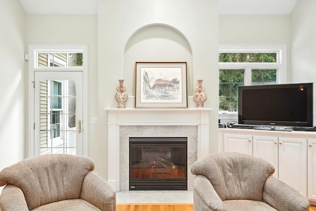11 High Pine Cir Unit 11, Wilbraham, MA 01095 - living area with a fireplace and wood finished floors