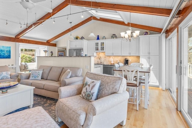 160 Waterway, Mashpee, MA 02649 - living area featuring light wood finished floors and a chandelier