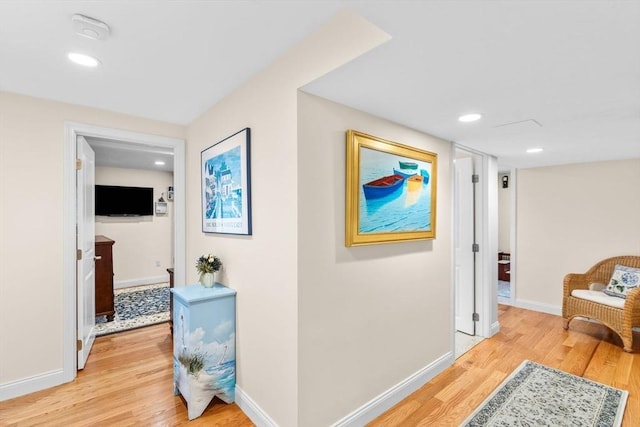 160 Waterway, Mashpee, MA 02649 - hall featuring light wood-style floors, baseboards, and recessed lighting