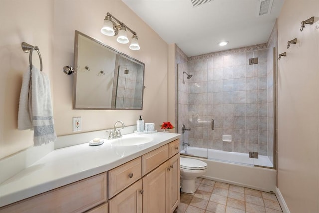 20 Peakham Rd, Sudbury, MA 01776 - full bath featuring shower / tub combination, vanity, toilet, tile patterned floors, and visible vents