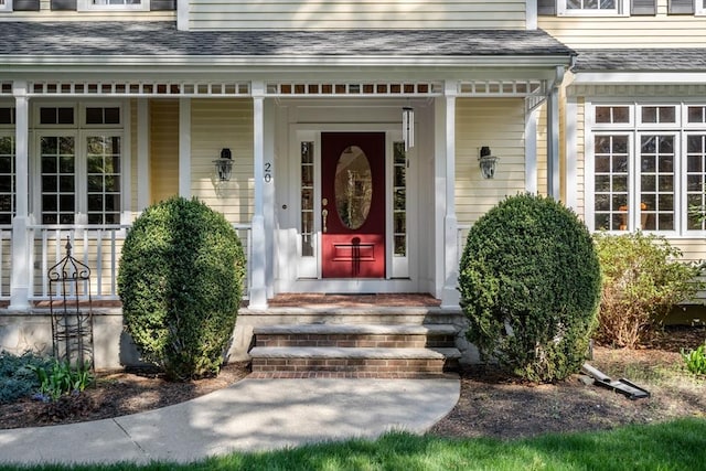 20 Peakham Rd, Sudbury, MA 01776 - entrance to property with a porch and a shingled roof