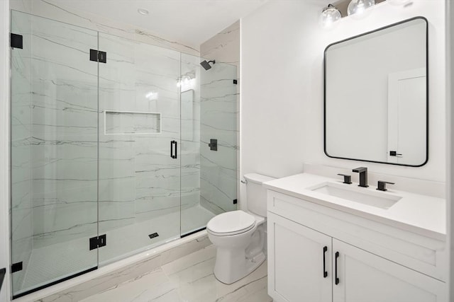 228 Auburn St Unit 228, Newton, MA 02466 - full bath featuring marble look tiles, a marble finish shower, and vanity