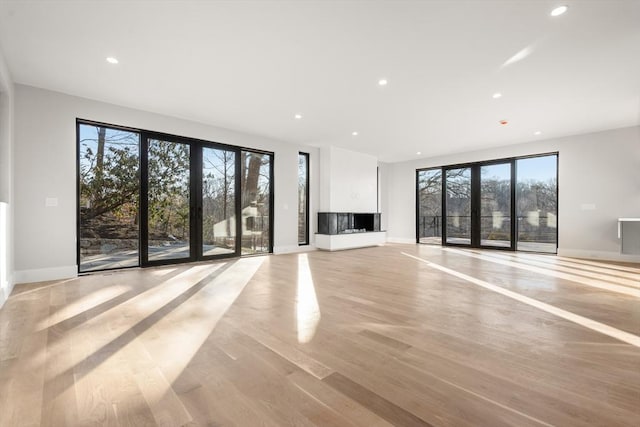 unfurnished living room featuring light hardwood / wood-style flooring