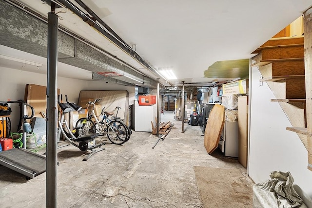 unfinished basement with water heater