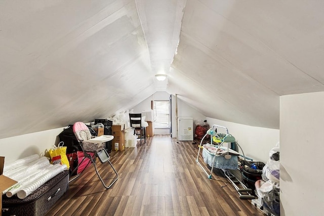 bonus room with wood finished floors and lofted ceiling